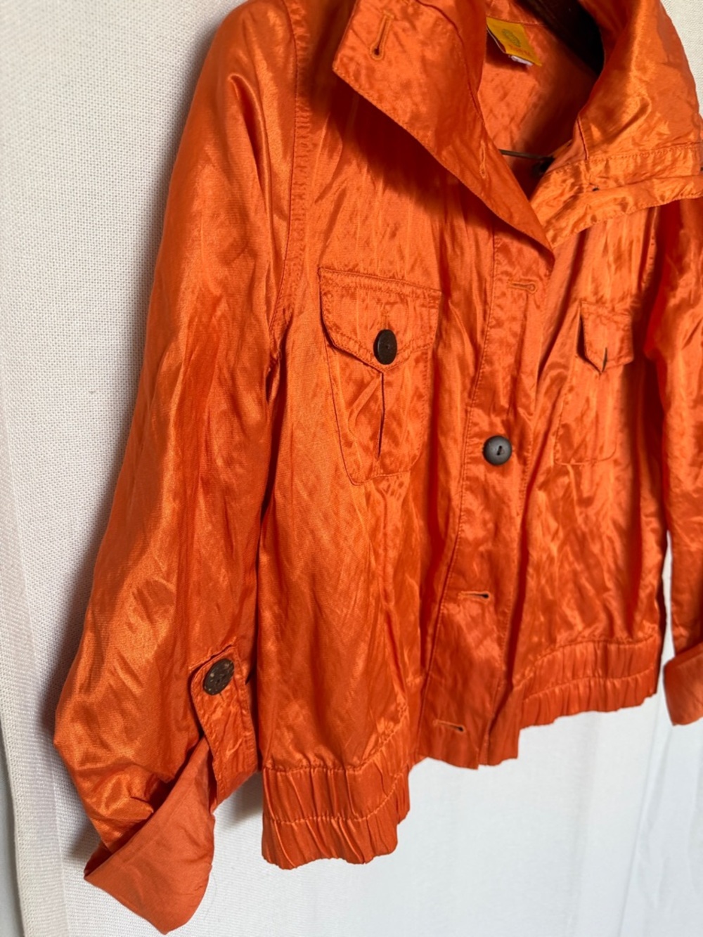 Ruby Rd. Shiny Orange Bomber Jacket - Picture 6 of 7